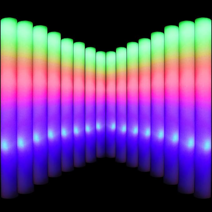 LifBetter Light Up Glow Sticks Bulk, LED Foam Sticks 118 pcs Glow in The Dark with 3 Modes Flashing Led Foam Multicolor Batons Light up Party Favors for Birthdays, Weddings, Concerts, Festivals