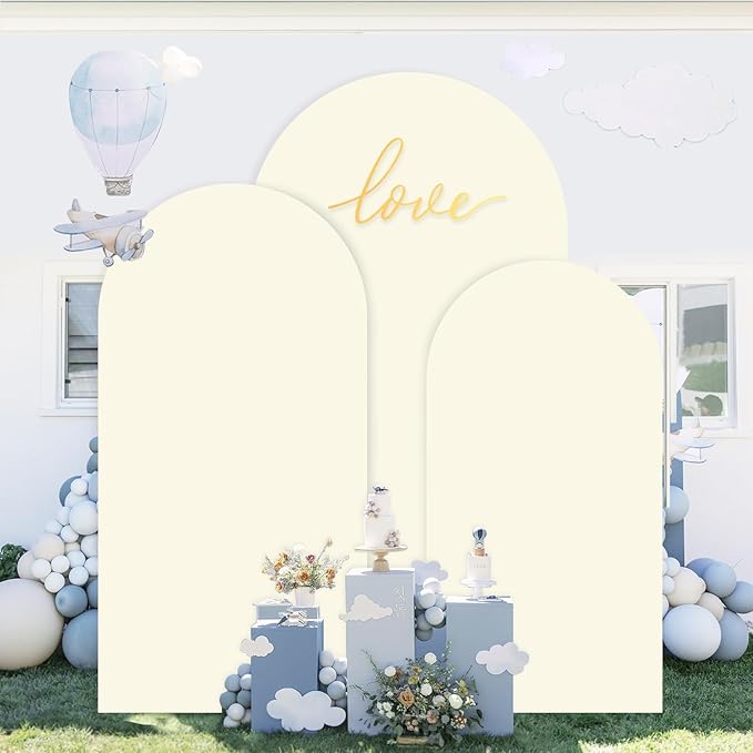 Set of 3 Wedding Arch Cover 6ft 6.6ft 7.2ft Ivory Arch Cover Chiara Arch Backdrop Cover Spandex Arch Stand Cover Balloon Arch Covers Stretchy Backdrop for Wedding Ceremony Birthday Party Events