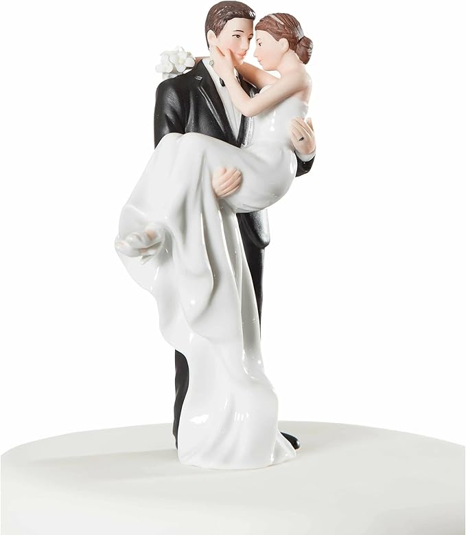 Wedding Collectibles Wedding Cake Toppers Bride and Groom | Groom Holding Bride | Unique Romantic Keepsake Cake Topper Figurine | Fine Porcelain | 6 Inches