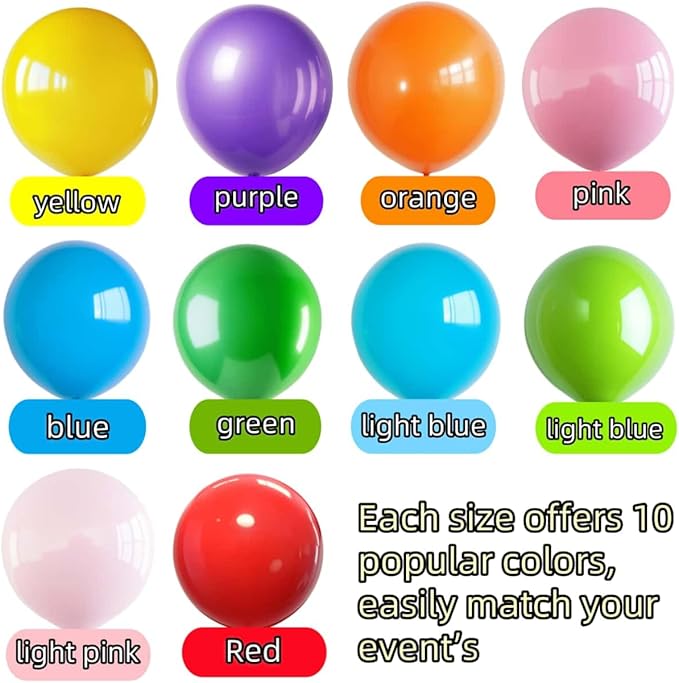 100 Pcs Giant Balloons Kit 18 24 36 Inch Mixed Size Latex pool Balloon, With 10 Colors - Party Decoration Supplies for Birthdays, Weddings, Events