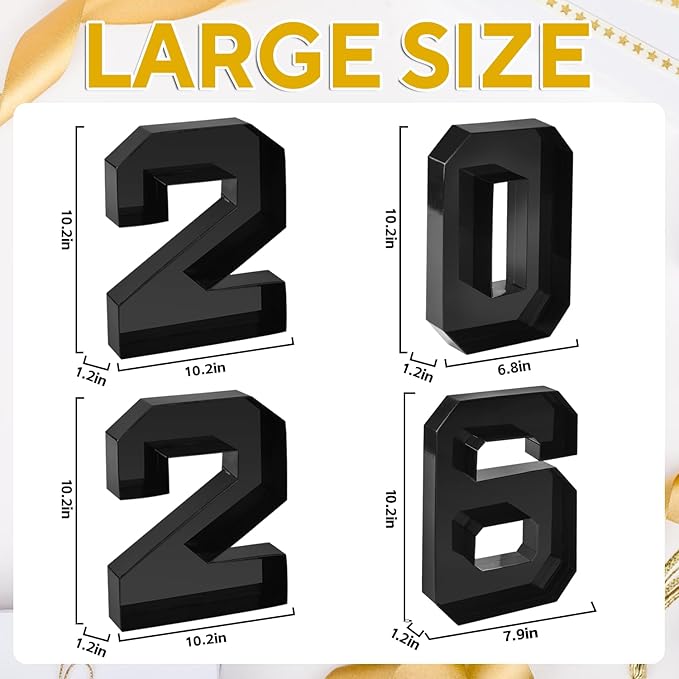 2026 Set Cardboard Number for Charcuterie 10.2'' Black Fillable Tray Charcuterie Paper Box for Graduation Anniversary Birthday New Year Party Decorations Chocolate Cookies Goodie Cupcake Box