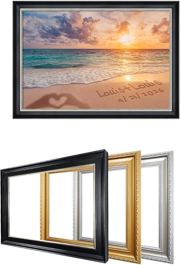 IPIC - "Forever Together Personalized Wall Art, Custom Beach Scene with with Solid Wood Frame, A Personalized Gift with Name and Date for Couple, Wedding, or Anniversary, Ready to Hang