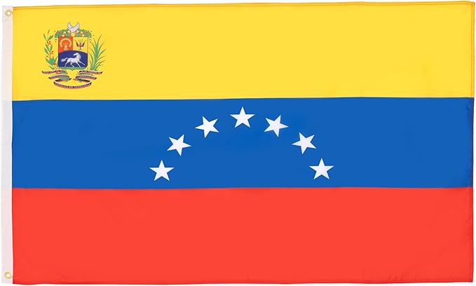 AZ FLAG Set of 5 Venezuela Flag with Patch – 150 x 90 cm – Venezuelan Flag 7 Stars 100% Polyester with Integrated Metal Eyelets