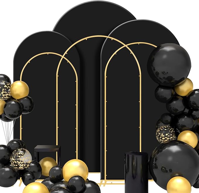Wedding Arch Backdrop Stand Set of 3, (6, 6.6, 7.2) Metal Arch Backdrop Stand with Wedding Arch Cover, Wedding Balloon Arch Backdrop Stand for Birthday, Baby Shower, Anniversary