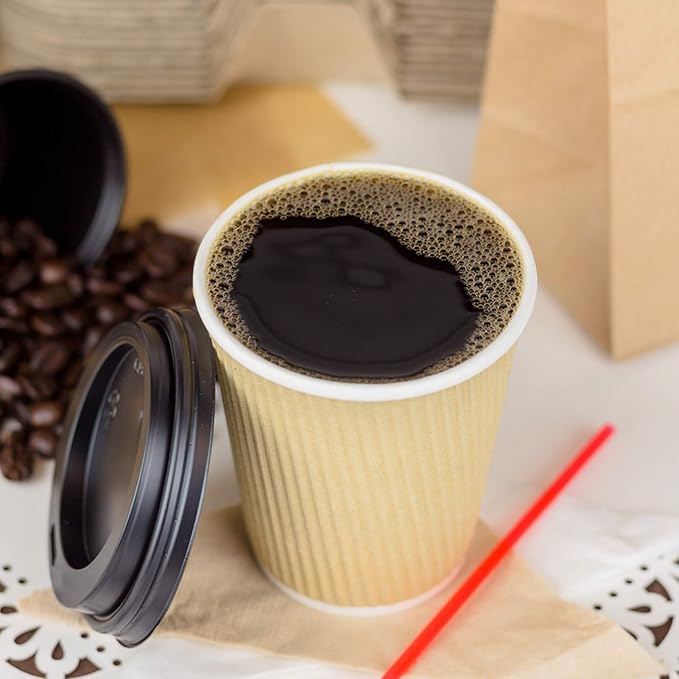 Karat 10 oz Ripple Insulated Coffee Cup [500 Count] Disposable Paper Hot Cup, Sturdy and Leak Proof, 90mm, No Lids