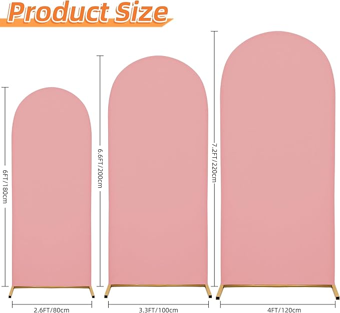 3-Piece Arch Cover Bundle – 7.2FT, 6.6FT & 6FT Stretch Spandex Backdrop Set – Wedding, Birthday & Photo Booth Arch Covers for Every Event
