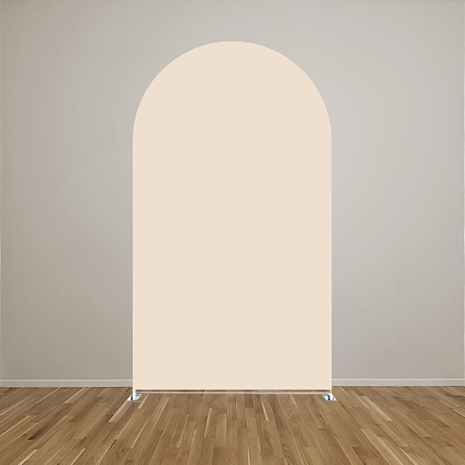 Beige Arch Backdrop Cover Birthday Party Baptism Cutie Baby Shower Arch Stand Spandex Covers Wedding Mexican First Fiesta Parties Decorations (4X7.2ft,G3450)