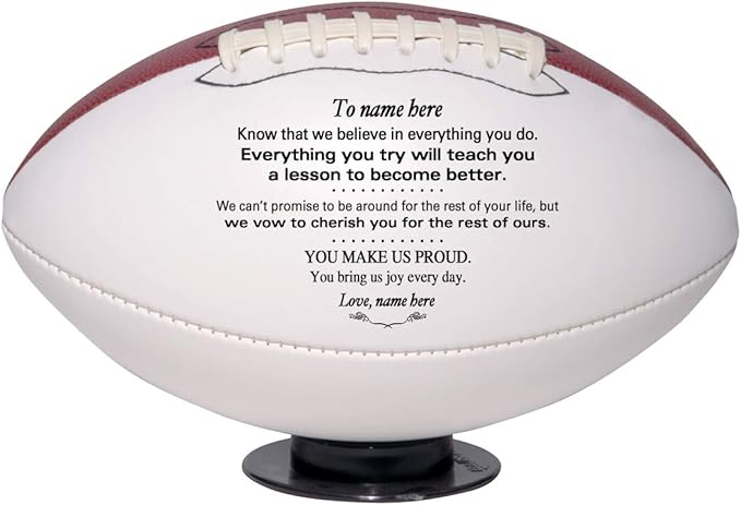 Personalized Custom Football - Dad to Son - Mom to Son - Grandpa to Grandson - Grandma to Grandson - Graduation Birthday Wedding