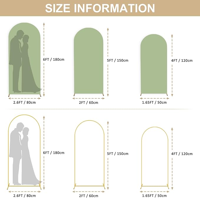 Wedding Arch Stand with Spandex Fitted Arch Backdrop Covers Sage Green Round Top Chiara Backdrop Stands and Arched Stand Covers for Birthday Party Wedding Banquet Arch Decoration