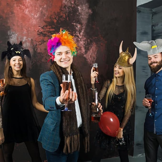 Funny Party Hats Photo Booth Props - Bulk Costume Hats - Adult Dress Up Hats - 6 Pc Assorted Set Multicoloured