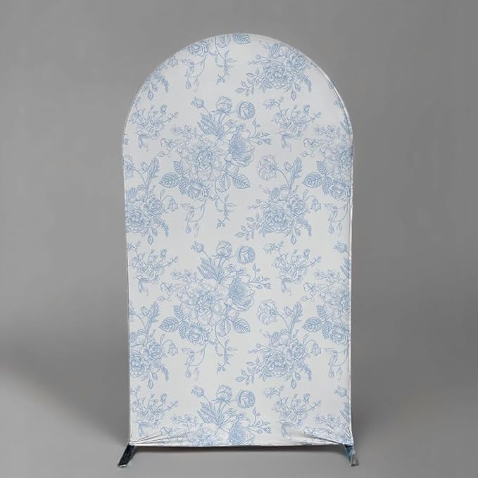 Something Blue Before I Do Arch Backdrop Cover Wedding Bridal Shower Bride to be Toile Party Arch Fabric Cover Blue Bloom Floral Baby Shower Decors (3X5ft,4135)