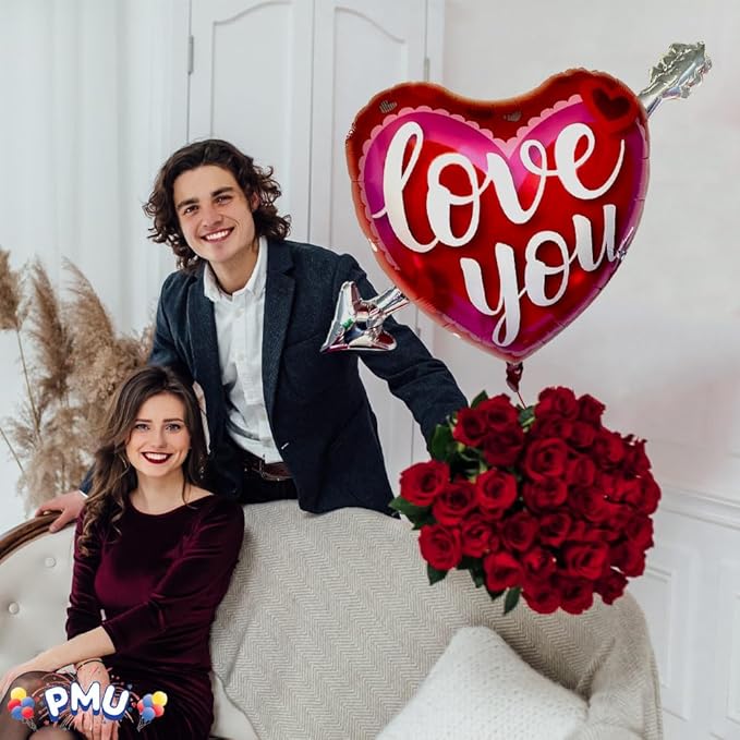 PMU Valentines Day 39 Inch Mylar Foil Balloon Love You Heart and Arrow (10/Pkg) Pkg/1