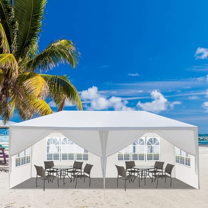 Party Tent, Tents for Parties, Outdoor Wedding Birthday Event Tent Patio Gazebo Carport Canopy Shade, Canopy with Removable Sidewalls & Transparent Window (10'x20'/6 Sidewalls White)