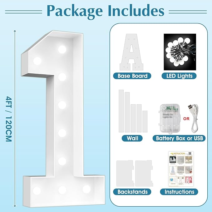 Ledido 4FT Marquee Light Up Numbers 18, Marquee Numbers 4 Feet Tall for Birthday, Anniversary,Graduation Party Decorations,Big 18th Birthday Number for Party Decor,Cool White Large Lighted Number 18