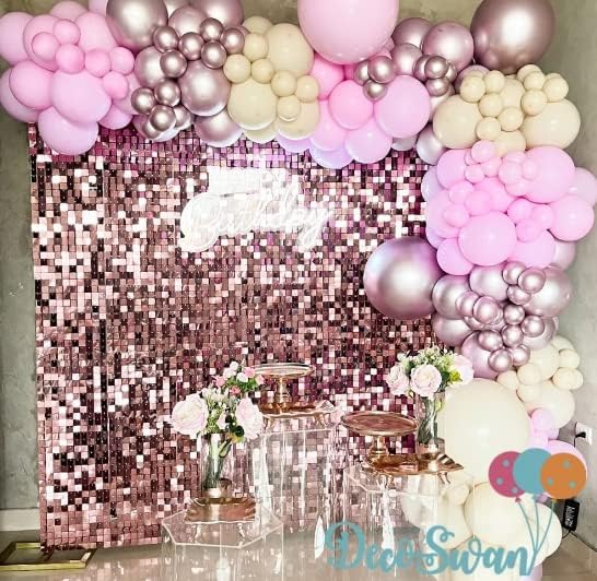 Shimmer Wall Backdrop - 24pcs Decorations Panel | Wedding, Birthday, Anniversary, Engagement & Bridal Shower Party Decor Panel (Rose Gold)