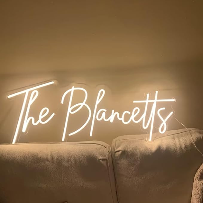 Custom Neon Sign Wedding, Personalized LED Name Logo Lights Battery Operated for Reception, Light up Neon Signs Customizable for Kids Room Bedroom Wall Decor, Birthday Party, Office Business (16-60")