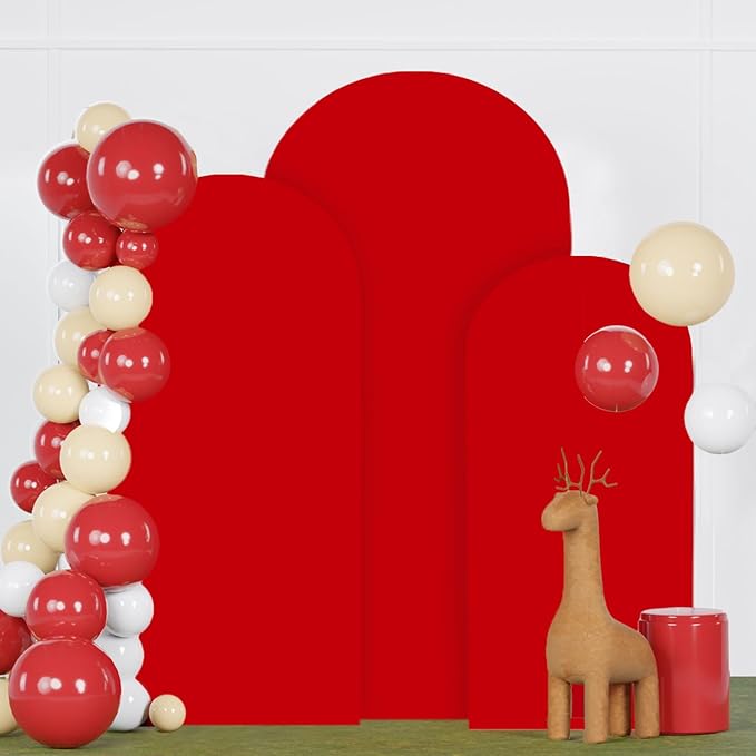 Arch Covers Set of 3 Red Arch Cover 5FT 6FT 7FT Fitted Spandex Arch Cover for Arch Stand Covering Chiara Arch Cover Stretchy Fabric for Wedding Banquet Decoration