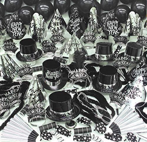 PMU New Year’s Eve Party Supplies Silver Bonanza Party Assortment for 100 People (100/Pkg) Pkg/1