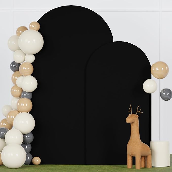 Wedding Arch Cover Black Arch Cover 6FT 7.2FT Spandex Arch Backdrop Cover Set of 2 Chiara Arch Backdrop Stand Cover Fitted Arch Frame Cover Garland Arch Stand Cover for Anniversary Party