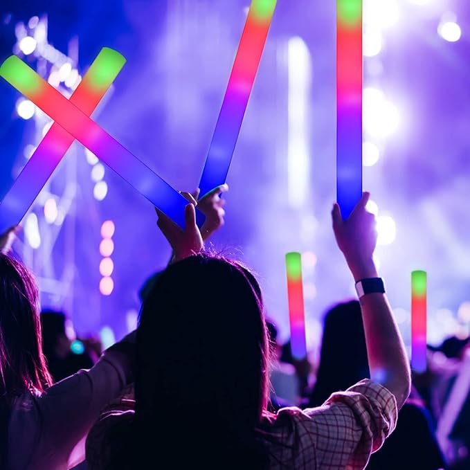 LifBetter Light Up Glow Sticks Bulk, LED Foam Sticks 118 pcs Glow in The Dark with 3 Modes Flashing Led Foam Multicolor Batons Light up Party Favors for Birthdays, Weddings, Concerts, Festivals