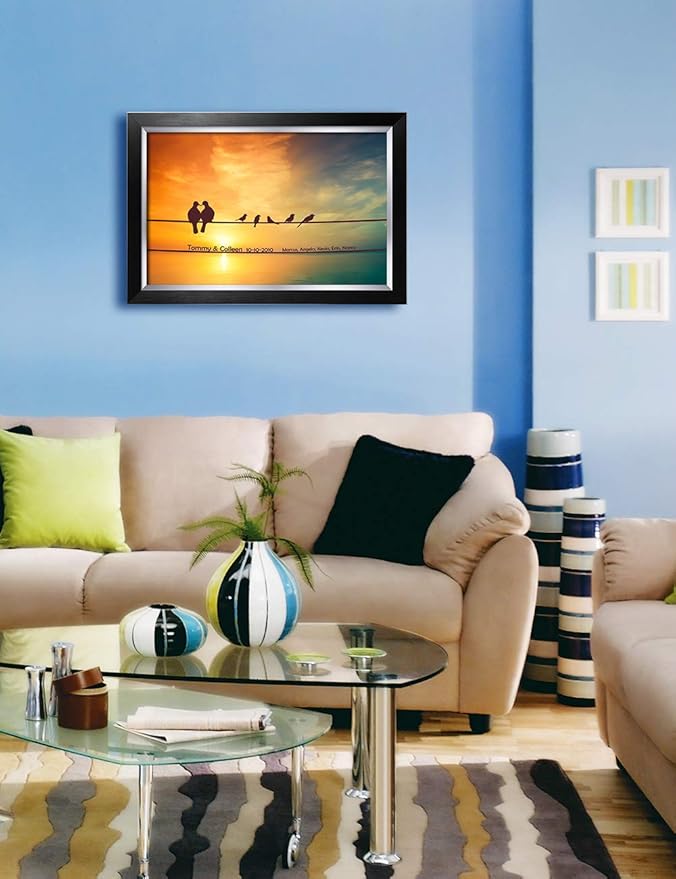IPIC - We Are Family Personalized Artwork with Names, Customized Gift for Anniversary. Giclee Wall Art with High Grade Frame. Picture Size: 24x16,Total Size: 27X19