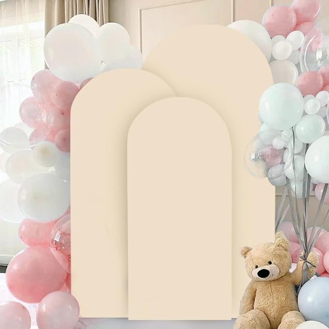 Wedding Arch Stand and Cover Set 6FT 6.6FT 7.2FT Wedding Arch Stand Beige Arched Cover Balloon Stand Frame Chiara Backdrop Covers for Birthday Party Bridal Baby Shower Banquet Decor