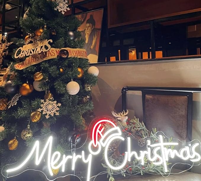 Merry Christmas Neon Sign,Personalized Gifts, Battery Powered Upgrade Available, Holiday Decor | 2024 Christmas Gift Ideas Size: 24inch