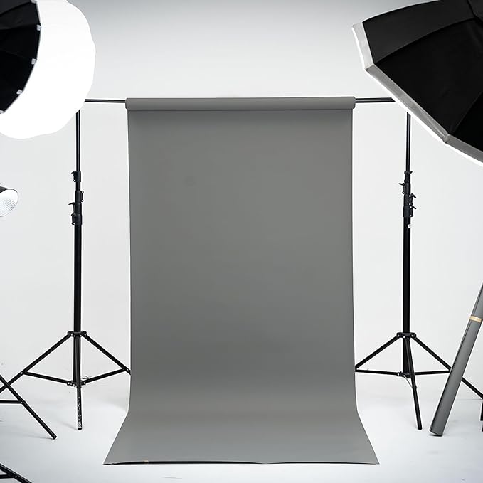 Kate Seamless Paper Backdrop for Photography Light Gray Photo Backdrop Paper (53''x32.8' Pursuit Grey)