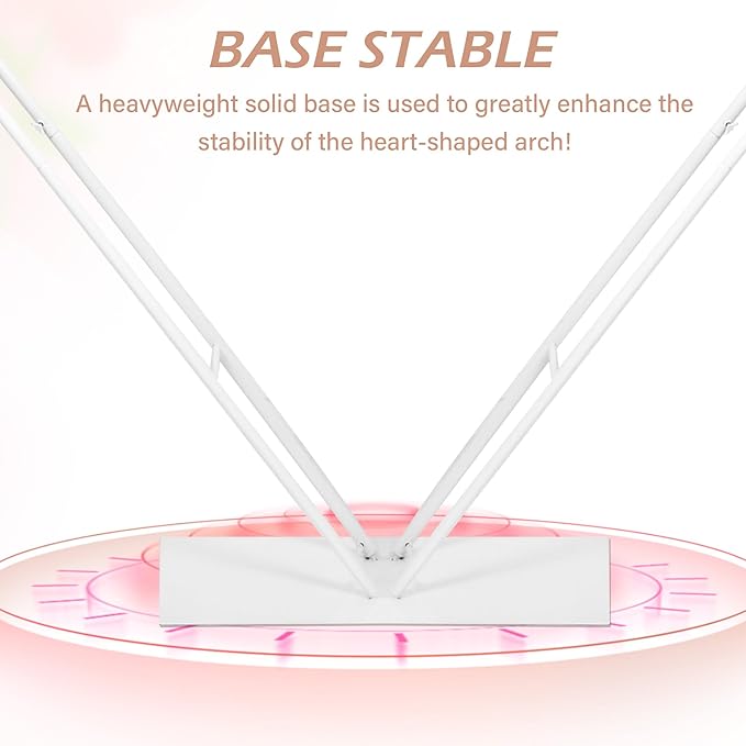 7FT Metal Heart Arch Double Heart Shaped Balloon Stand Wedding Arch for Proposal Ceremony Valentine's Day Birthday Party Baby Shower Decoration (White)