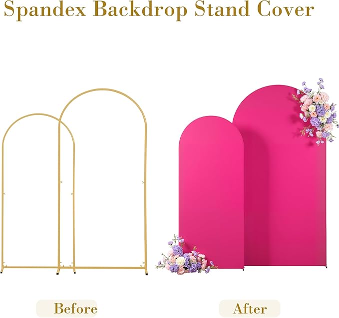 Pink and Hot Pink Photo Arch Backdrop Cover Set of 2 Spandex 7.2 and 6ft Arch Covers Stretchy Backdrop Birthday Party Arch Stand Covers for Girls Baby Shower Wedding Banquet Background Decoration
