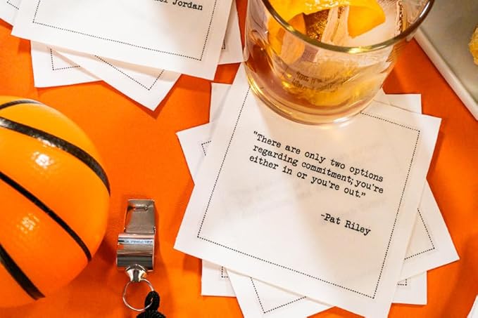 Five Star Funny Basketball Legends Quotes | White Cotton Cocktail Napkins | 50 Luxury Disposable Beverage Napkins with Witty Bar Quotes | Drink Napkins for Parties, Bars, Weddings & Game Nights