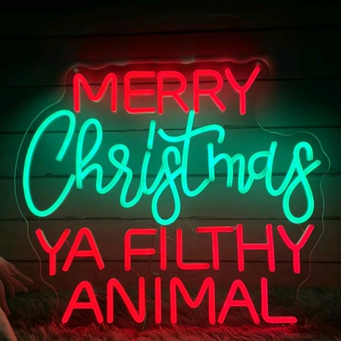 Merry Christmas Ya Filthy Animal Neon Sign Custom Santa Claus LED Neon Light Night Light Wall Home Christmas Gift Store Decoration Xmas Gift Size: 18x15inch