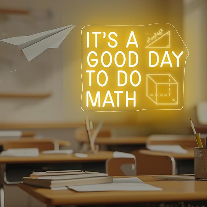 It's A Good Day To Do Math Neon Sign, Math Classroom Decor, Math Teacher Gift, Funny Classroom Art Wall Decoration, 16.5"x13", Yellow