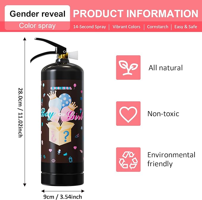 Giant Gender Reveal Fire Extinguisher-2 Packs | Smork Powder Blaster for Gender Reveal Party Ideas | Pink Fire Extinguisher Gender Reveal Suitable Girl Baby | Blasts 20+ Feet