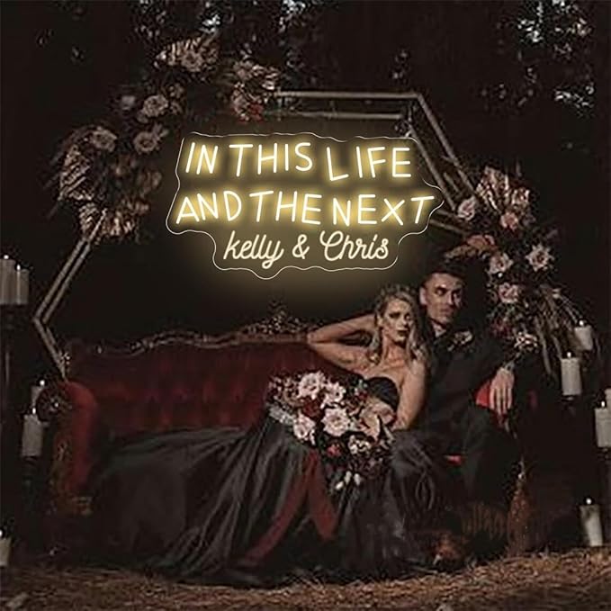 In This Life And The Next Neon Sign Custom Gothic Wedding Name LED Neon Light Personalized Wedding Party Backdrop Decor Home Wall Decor Gift for Newly