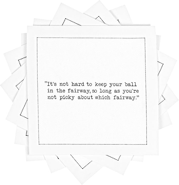 Five Star Funny Golf Humor Quotes | White Cotton Cocktail Napkins | 50 Luxury Disposable Beverage Napkins with Witty Bar Quotes | Drink Napkins for Parties, Bars, Weddings & Game Nights