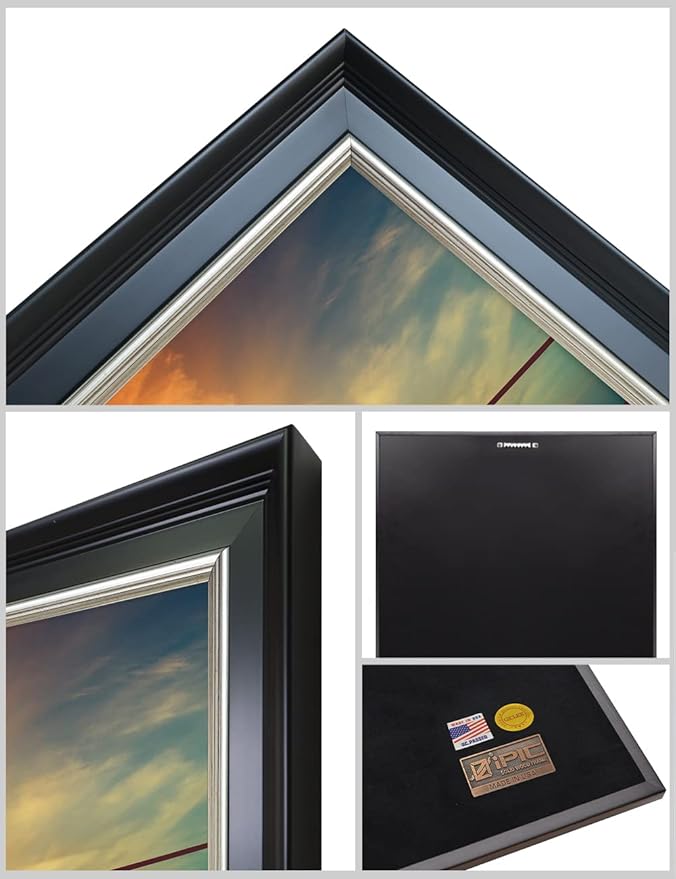 IPIC - We are Family Personalized Framed Wall Art with Names and Date on, Giclee Prints with Solid Wood, Custom Gifts for Wedding Anniversary. Total Framed Size: 27.25" W x 19.25" H
