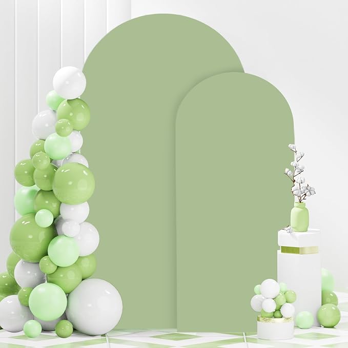 Wedding Arch Cover Set of 2 Sage Green Arch Backdrop Cover 6 7.2FT Spandex Arch Backdrop Covers for Arch Stand Round Top Arched Backdrop Cover Arch Cover Stretchy Backdrop for Wedding Party