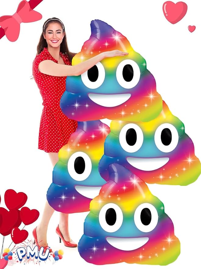 PMU Valentines Day Mylar - Foil Balloons for Special Events, Rainbow Pooh LoL 30 Inch Balloon Photo Props Party Decoration and Accessories (10/Pkg) Pkg/1
