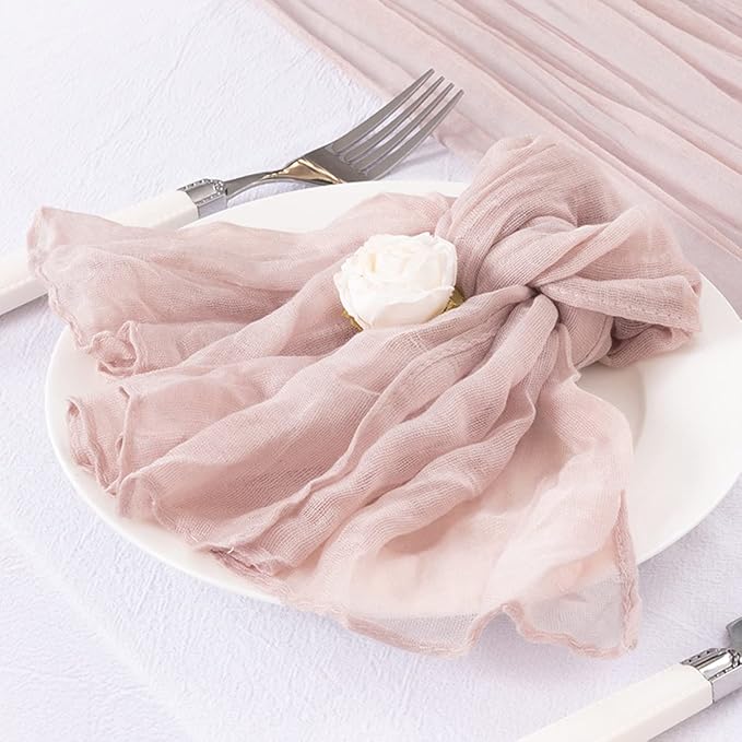 50 Pack Pink Cheesecloth Napkins Spring Cloth Napkins Set of 50 Pale Pink Dinner Napkins Bulk 21x21 Inches for Wedding Bridal Shower Baby Shower Valentine's Day