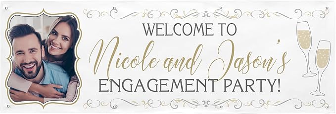 Let's Make Memories Personalized Photo Banner - Birthday, Shower, Wedding, Anniversary, Engagement, Retirement Celebration - Party Decorations - Indoor/Outdoor Vinyl - Any Text + Photo - White - 8ft