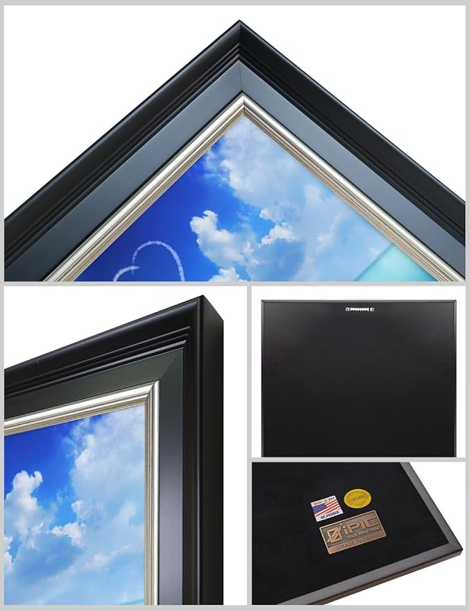 IPIC - Seaside Skywriting Personalized Framed Wall Art with Names and Date on, Giclee Prints Framed with Solid Wood, Custom Memorial Gifts for Wedding Anniversary. Total Size: 27.25" W x 19.25" H