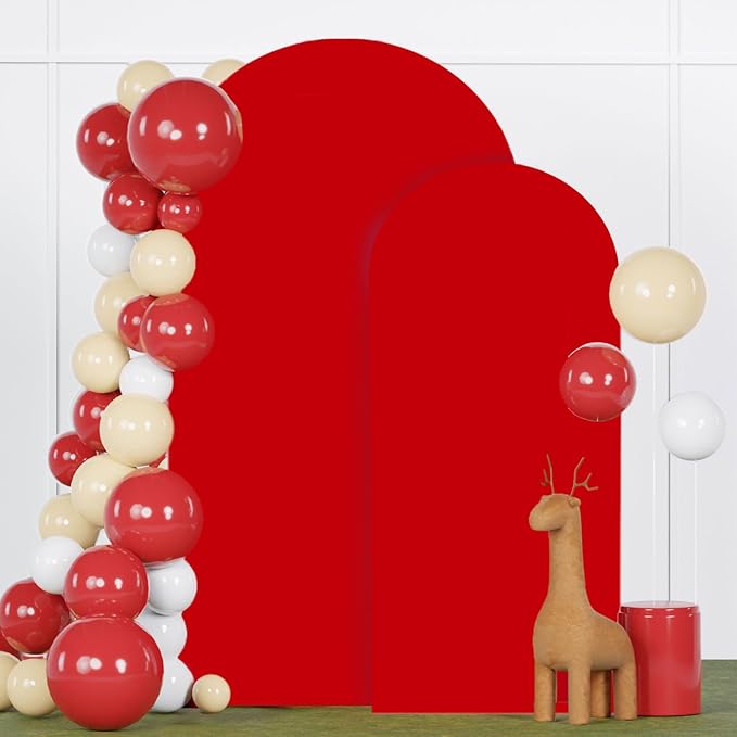 Wedding Arch Covers Set of 2 Red Arch Cover 6FT 7.2FT Spandex Arch Cover for Metal Frame Stand Balloon Arched Stand Cover Round Top Arch Covers for Wedding Birthday Party Decorations