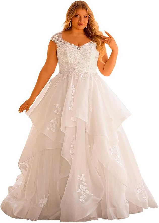 Plus Size Wedding Dresses for Bride Long Sleeve Wedding Bridal Gowns with Lace Appliques Off Shoulder Bride Dress