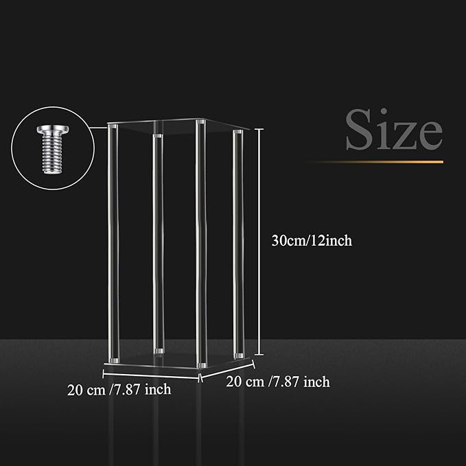 Geetery 8 Pieces Tall Acrylic Vase Wedding Centerpieces Clear Flower Stand Column Geometric Floral Vase Elegant Display Holder for Birthday Party Wedding Table Decorations (12 Inch)