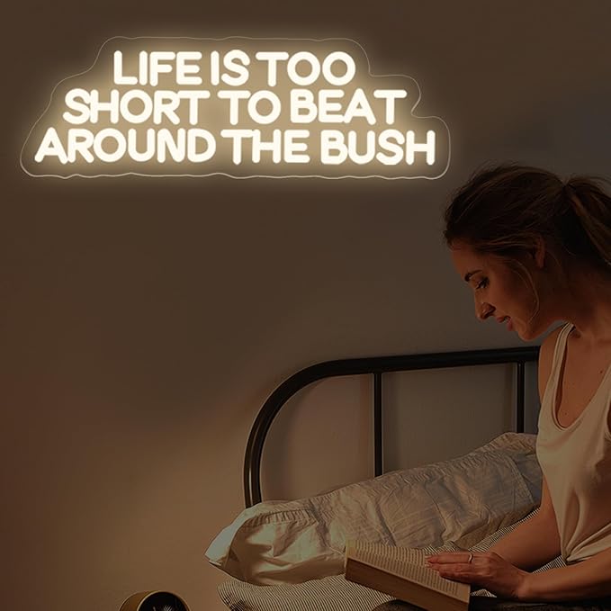 Life is Too Short to Beat Around the Bush Neon Sign, Wax Specialist LED Light, Esthetics Salon Suite Decor, Waxing Studio Sign,Clinic Wall Decoration, 17.7"x5.9", Warm White