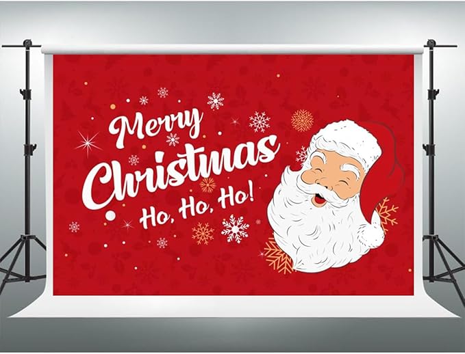 YongFoto Merry Christmas Backdrop 9x6ft Snowflakes Santa Claus's Smiling Fun Photography Background Happy New Year Xmas Eve Family Party Banner Room Decorations Photoshoot Wallpaper Photo Booth