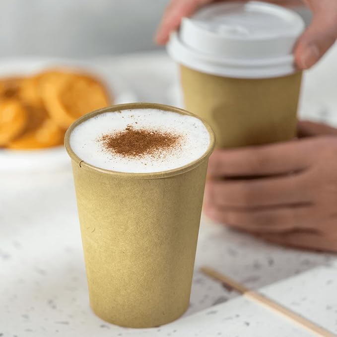 Karat 10oz Kraft Paper Coffee Cups [1,000 ct] Disposable, Leak-Resistant Double Poly-Lined Hot Cups | Ideal for Cafes & Offices, 90mm