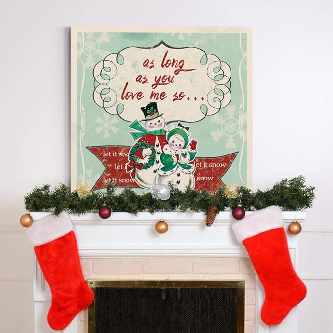 Renditions Gallery Let it Snow Couple Wall Art, Christmas & Winter Artwork, Cute Pair of Snowmen Holiday Decor, Premium Gallery Wrapped Canvas, Ready to Hang, 40 in H x 40 in W, Made in America