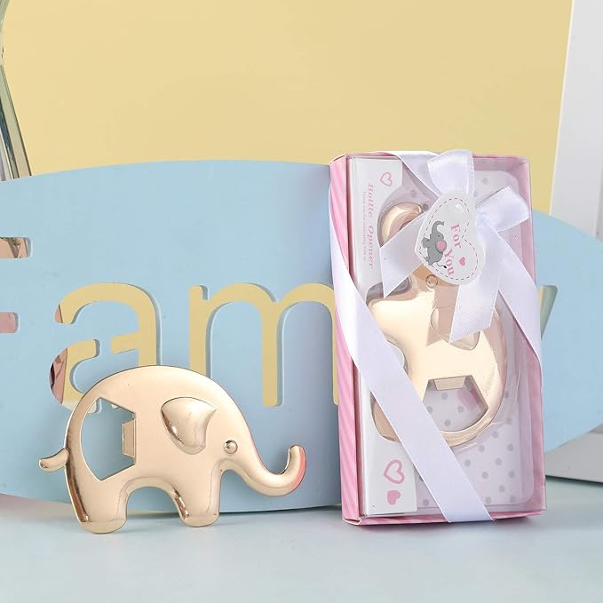 Set of 24 Elephant Bottle Opener Baby Shower Party Favor for Guests Elephant Shaped Bottle Opener Baby Shower Favors Birthday Bridal Shower Souvenirs Wedding Favor Gift (24, Pink)